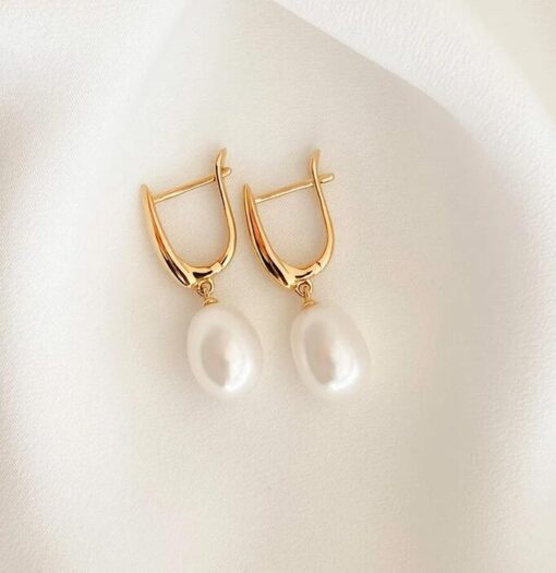 Pearl Drop Hoop Earring - Image 3