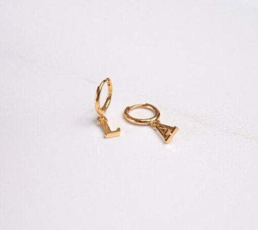Letter Drop Hoop Earring - Image 2