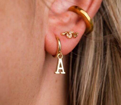 Letter Drop Hoop Earring
