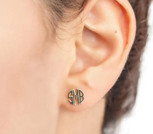 Round Letter Earring - Image 2