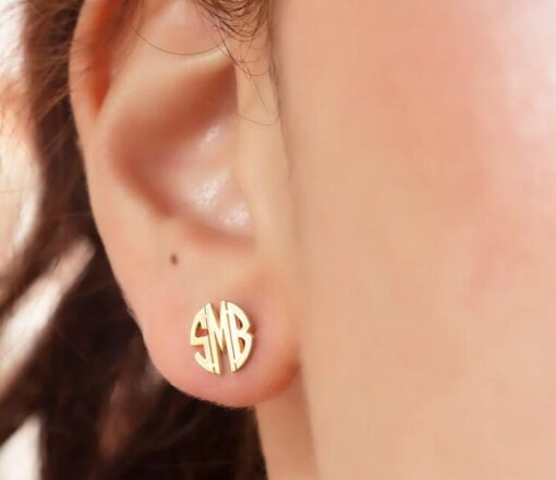 Round Letter Earring