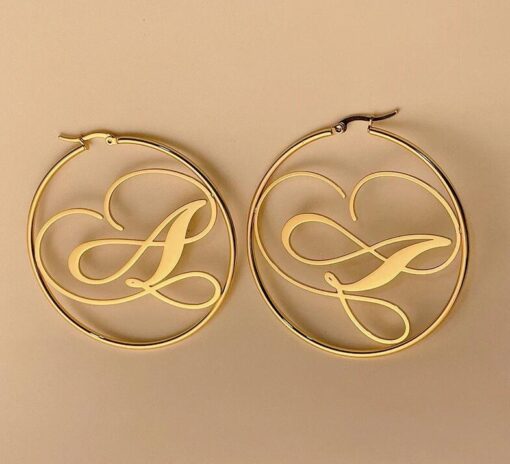 Round Letter Stud Earring