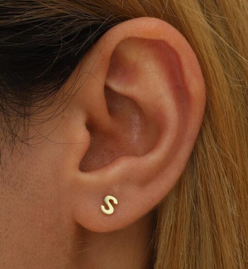 Letter Stud Earrings - Image 4