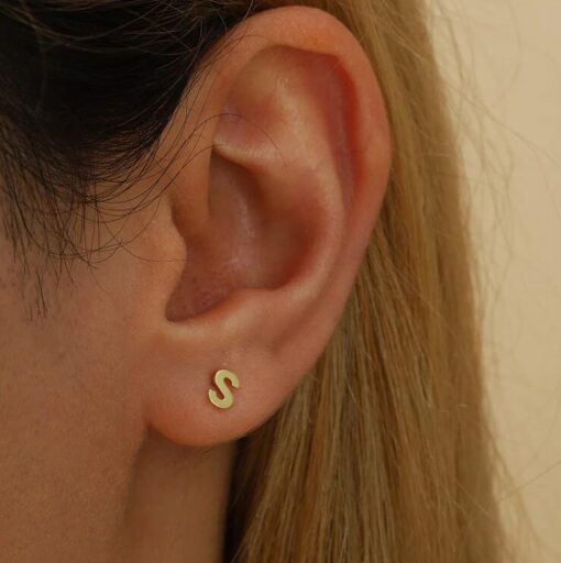 Letter Stud Earrings - Image 3