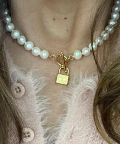 Lock Charm Pearl Necklace