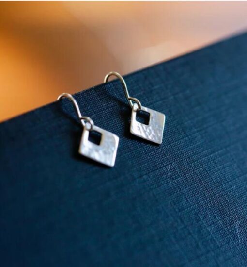 Square Drop Hoop Earring - Image 4