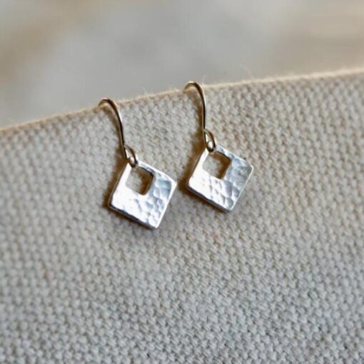 Square Drop Hoop Earring - Image 3