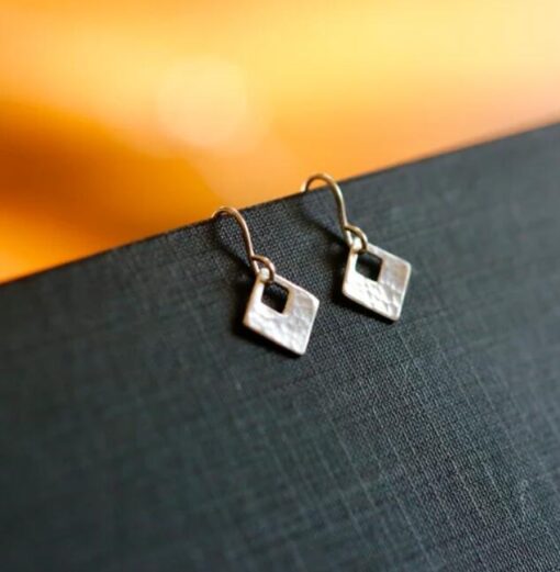 Square Drop Hoop Earring - Image 2