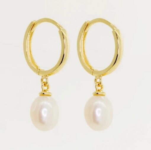 Pearl Drop Hoop Earring