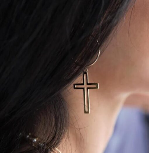 Cross Hoop Earring - Image 4