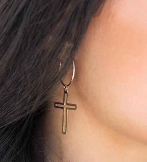 Cross Hoop Earring - Image 3