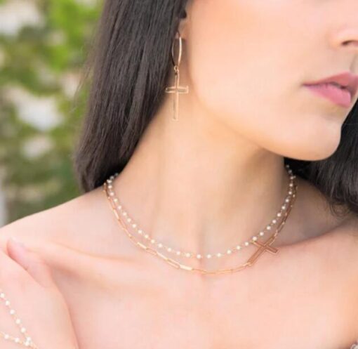 Cross Hoop Earring - Image 2
