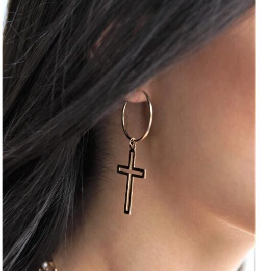 Cross Hoop Earring
